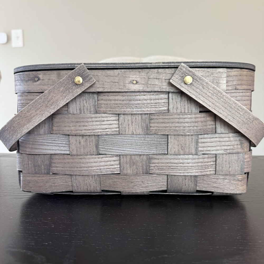 Peterboro Basket‎ Co Gathering Storage Picnic Basket Double Swing Handles - Picture 2 of 11
